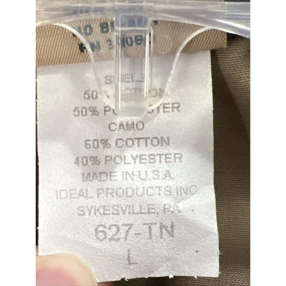 VTG Ideal Men L Khaki Camo Trim, Short Sleeve Canvas Hunting/Shooting Shirt NEW! - Picture 8 of 8